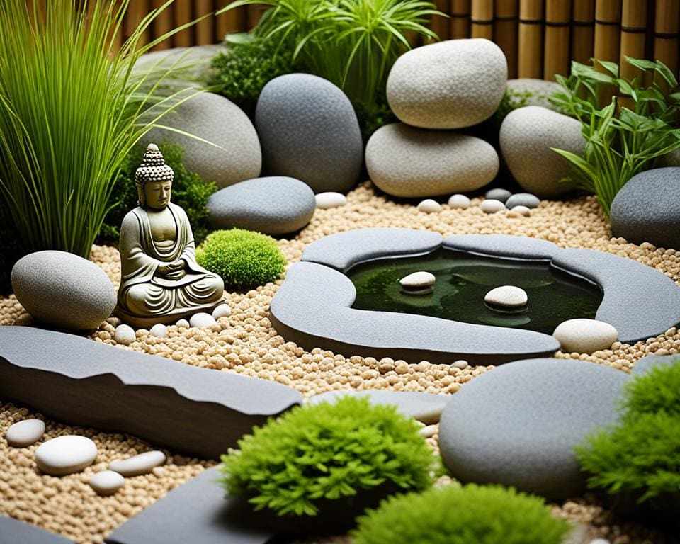 elementos zen para jardín