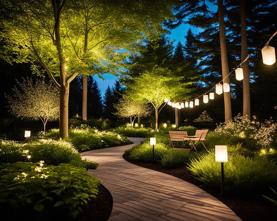 iluminación para jardín