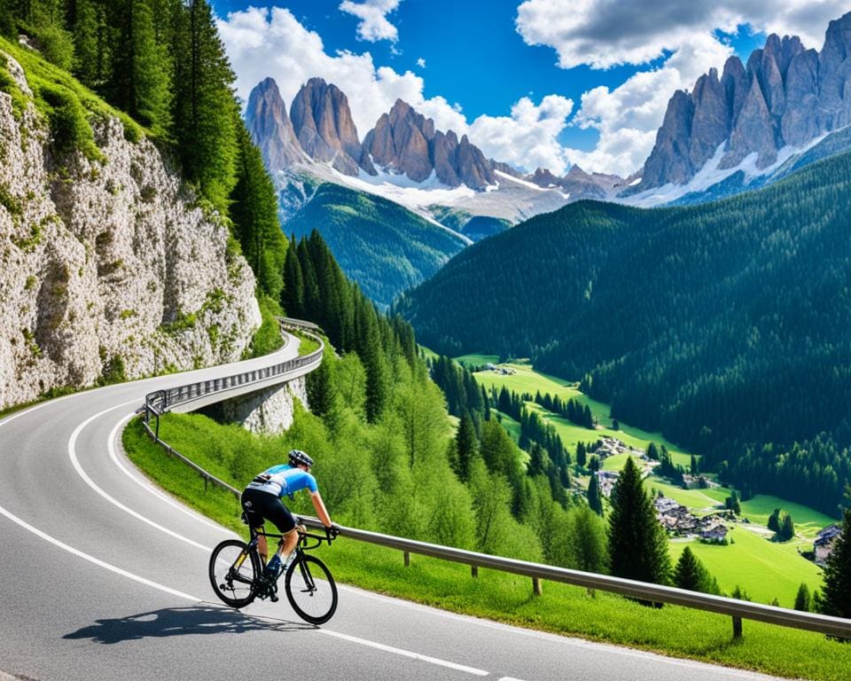 paisajes de los Dolomitas en bicicleta