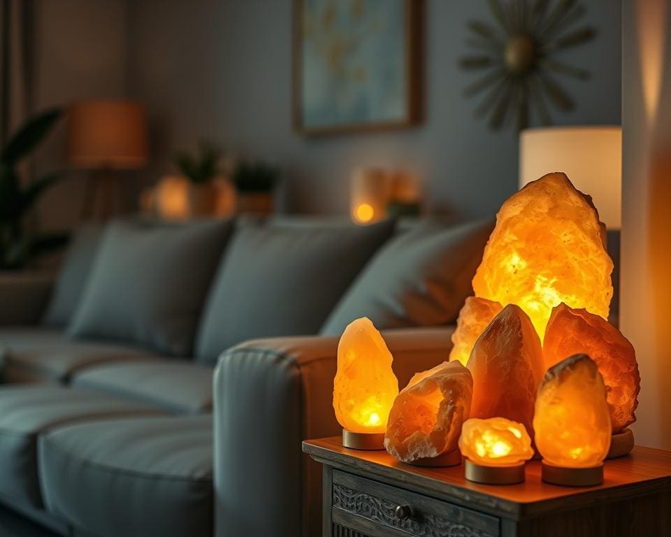 decoración con lámparas de sal