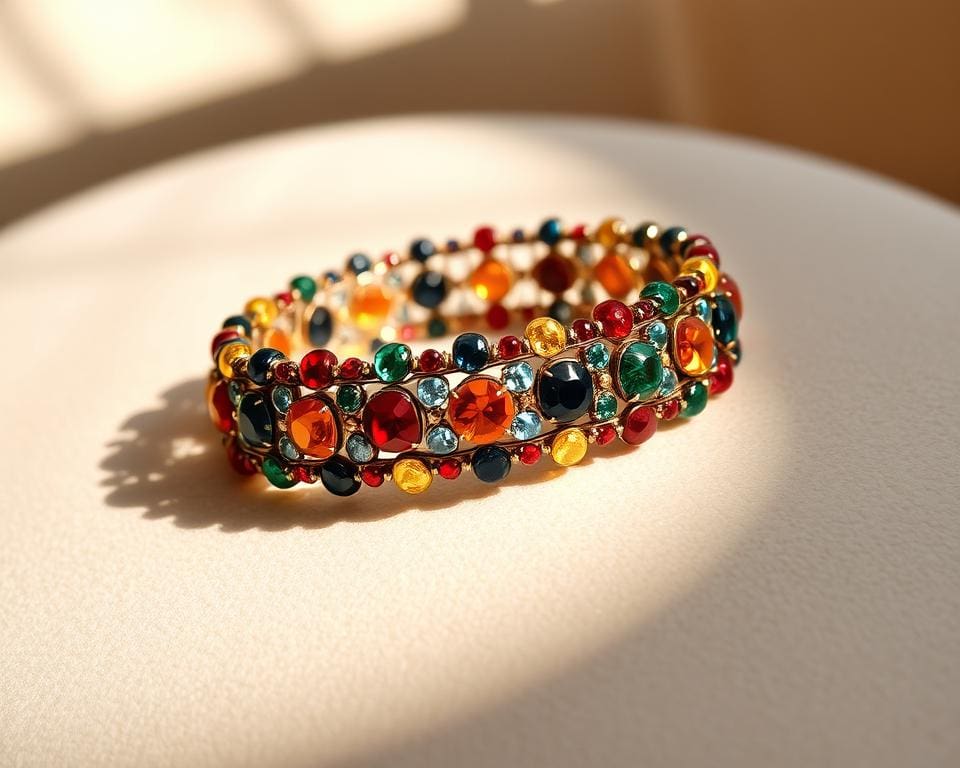 pulsera con piedras de colores
