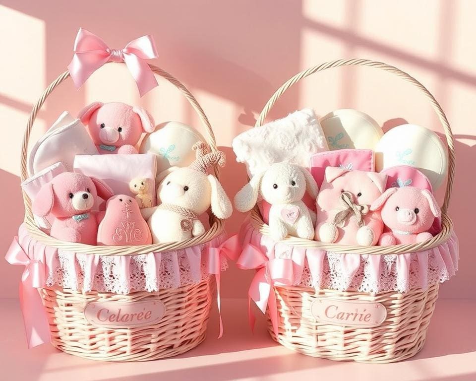 canastillas bebé rosa personalizadas