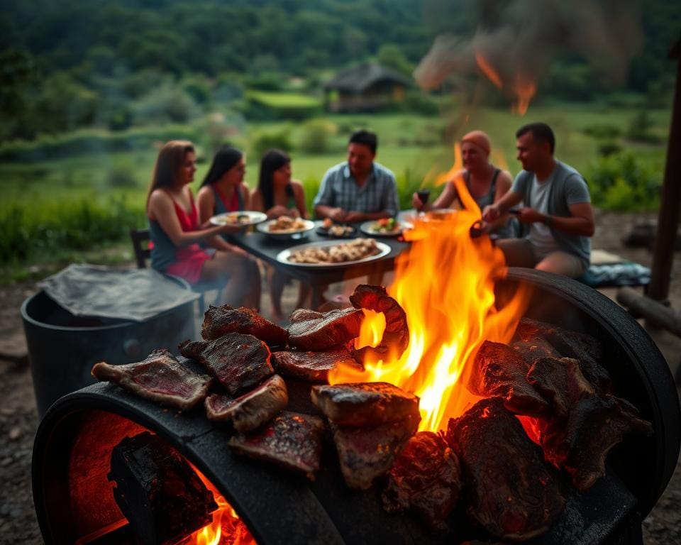 barbacoa con fuego