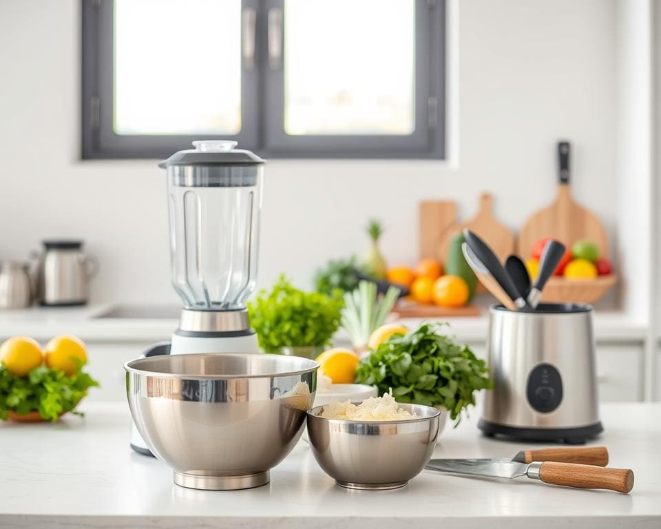 Cocina saludable con utensilios modernos