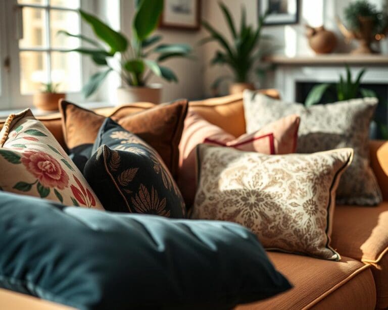 ¿Qué cojines decorativos combinan con el sofá?